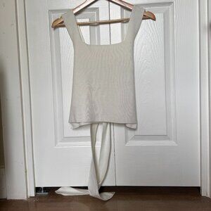 Anthropologie Sleeveless White Knit Tie Back Top